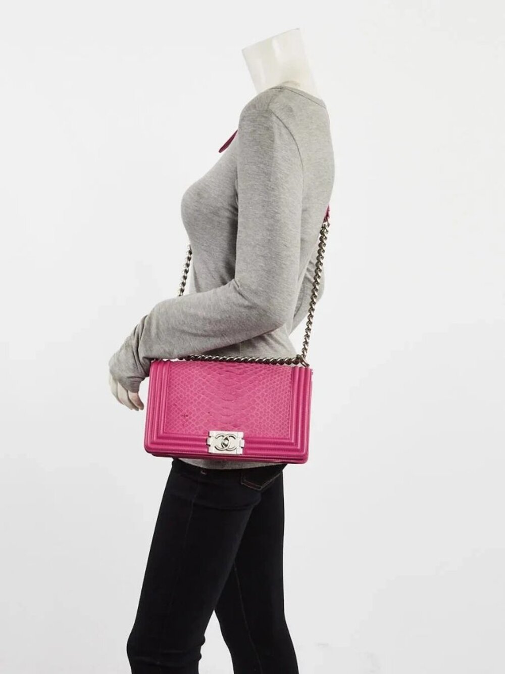 Chanel Pink Python Medium Boy Bag - Picture 2 of 11